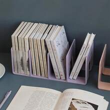 1PC Multi-Function Desktop Storage Rack Macaron Color Plastic Folder Bookshelf School Office Book Notebook Holder Organizer Supplies - Bookend - View 3