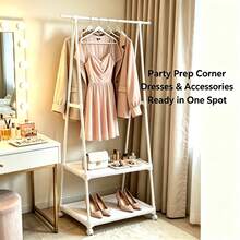 Wheeled Triangular Simple Clothes Rack, Freestanding Vertical Drying Rack, Home Storage Clothes Hanger Rack For Bedroom - White - View 7