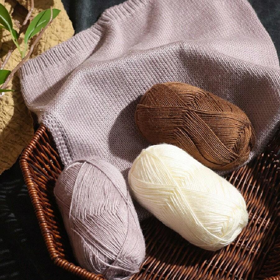 6個 300g Shuman品牌亮面金屬細紗手工編織毛線球 夏季DIY手編織材料 柔軟彩色毛線 - 6團裝 - 查看 1