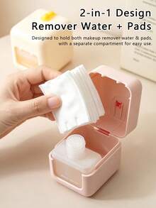 1pc Portable Travel 2-In-1 Makeup Remover Dispenser, Compact Plastic Storage Box, Suitable For Makeup Remover And Nail Polish Remover, Pocket Size, Ideal For Travel And Business Trips, Flip Top Design, For Skincare And Nail Care Storage - Multicolor - View 4