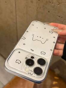 Minimalist Line Cat Transparent Phone Case, Air Cushion Shockproof Protective Shell, Raised Camera Protection, Compatible With Apple 17Pro Max/17Pro/17/16Plus/16Pro Max/15/15Pro/15Pro Max/14/14Plus/15Plus/13/13Pro/13Pro Max/12/12Pro Max/Air/11/11Pro Max, Soft Shell - Clear - View 4