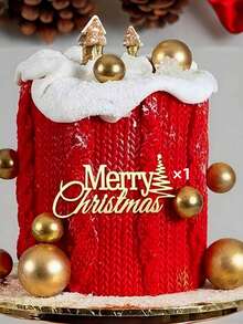 1件/3件/5件「Merry Christmas」蛋糕裝飾，聖誕蛋糕裝飾，聖誕蛋糕插牌，聖誕甜點裝飾，聖誕烘焙裝飾，聖誕烘焙用品，廚房烘焙裝飾 - 金色 - 查看 6