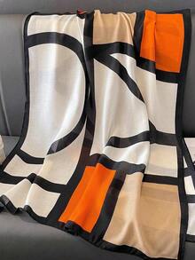 1pc Geometric Print Scarf - Soft & Breathable, Fashionable & Versatile, Suitable For Women - Casual Outdoor And Sun Protection, Bow Print Scarf - Multicolor - View 4
