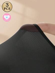 MEIYATING 3pcs Plus Size Women's Period Panties, Mid-Waist Lightweight Breathable Mesh Comfortable Triangle Underwear - Multicolor - View 6