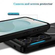 可折疊支架手機殼，附可滑動相機蓋，相容 Galaxy S26Ultra S25Ultra S24Ultra S23Ultra S22Ultra /A17/A26/A36/A55/A37/A57/A56/A16，適用 S24/S24 FE/S25/S25/S25 FE 及 8 9 10 A PRO，磨砂質感防震保護手機殼，可滑蓋手機殼，時尚手機殼，手機配件，夏季禮物 - 黑色 - 查看 7
