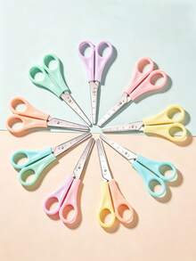 Student Gradient Color Round Tip Stainless Steel Handmade Scissors, Suitable For School Or Office, Cute Macaron Color DIY Paper Craft Scissors - A - View 2