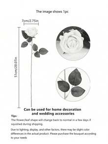 1pc/5pcs/8pcs Autumn Artificial Rose Flower Valentine's Day Set Decoration Wedding Decor Bridal Bouquet Wrist Flower Corsage Home Restaurant Bedroom Vase Decoration Bouquet DIY Birthday Party Cake Decor Valentine's Day New Year Gift Photography Props (Recommended To Use After 2-3 Days Of Ventilation) - White - View 2