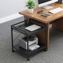 Techigher 2-Tier Printer Stand With Height Adjustable Shelf, Under Desk Rolling Printer Table With Lockable Wheels For Home Office Storage - Multicolor - View 4