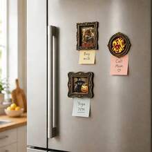 1pc Pumpkin Black Cat Fridge Magnet, Wooden Frame Fridge Magnet, Home Decor, Fun Gift! - A - View 4