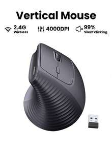 UGREEN 2.4G Wireless Vertical Mouse 4000DPI Compatible With Laptop PC Windows Mac OS - Black - View 1