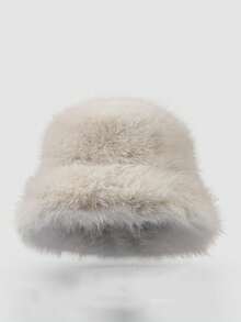 1 pièce Chapeau protecteur d'oreilles blanc moelleux avec motif flocon de neige,chapeau rond en peluche chaude pour femmes,bandeau moelleux,convient aux femmes - Multicolore - Voir 5