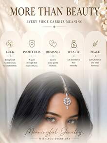 outingfit 1pc Vintage Bridal Forehead Chain, Pearl Hair Chain Wedding Jewelry - Silver - View 4