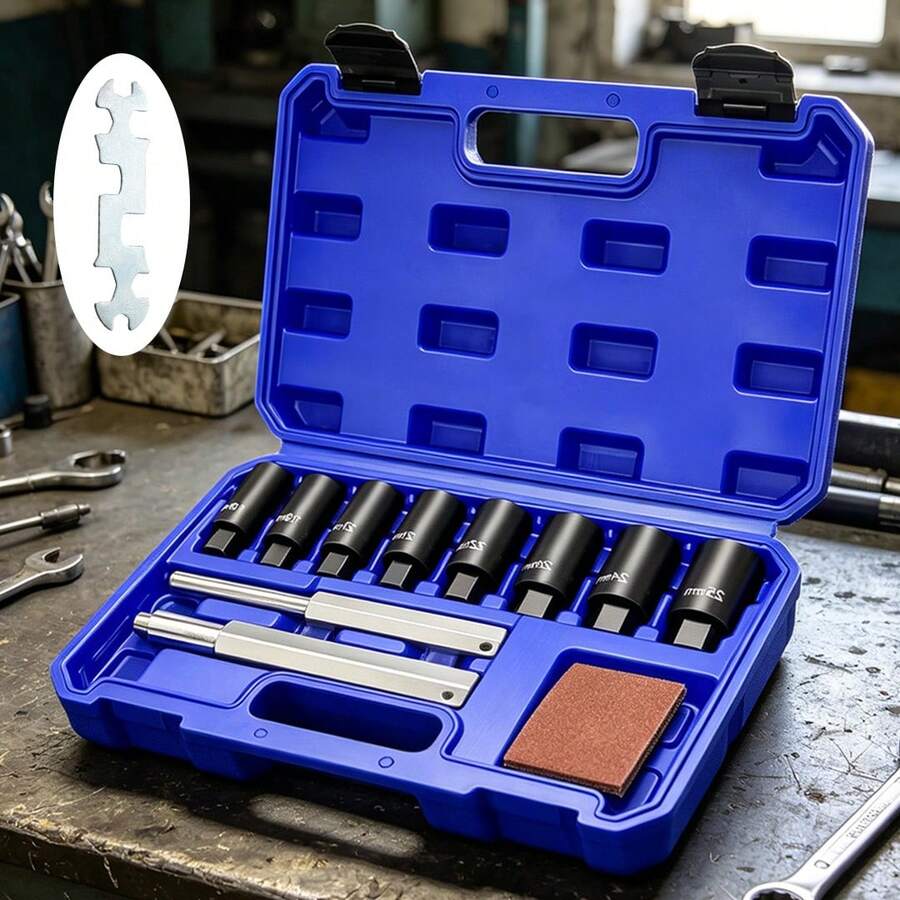 10pcs Locking Wheel Nut Removal Socket Set, 18–25mm Alloy Wheel Bolt Extractor, Strong And Durable - 10pcs/Set - View 1