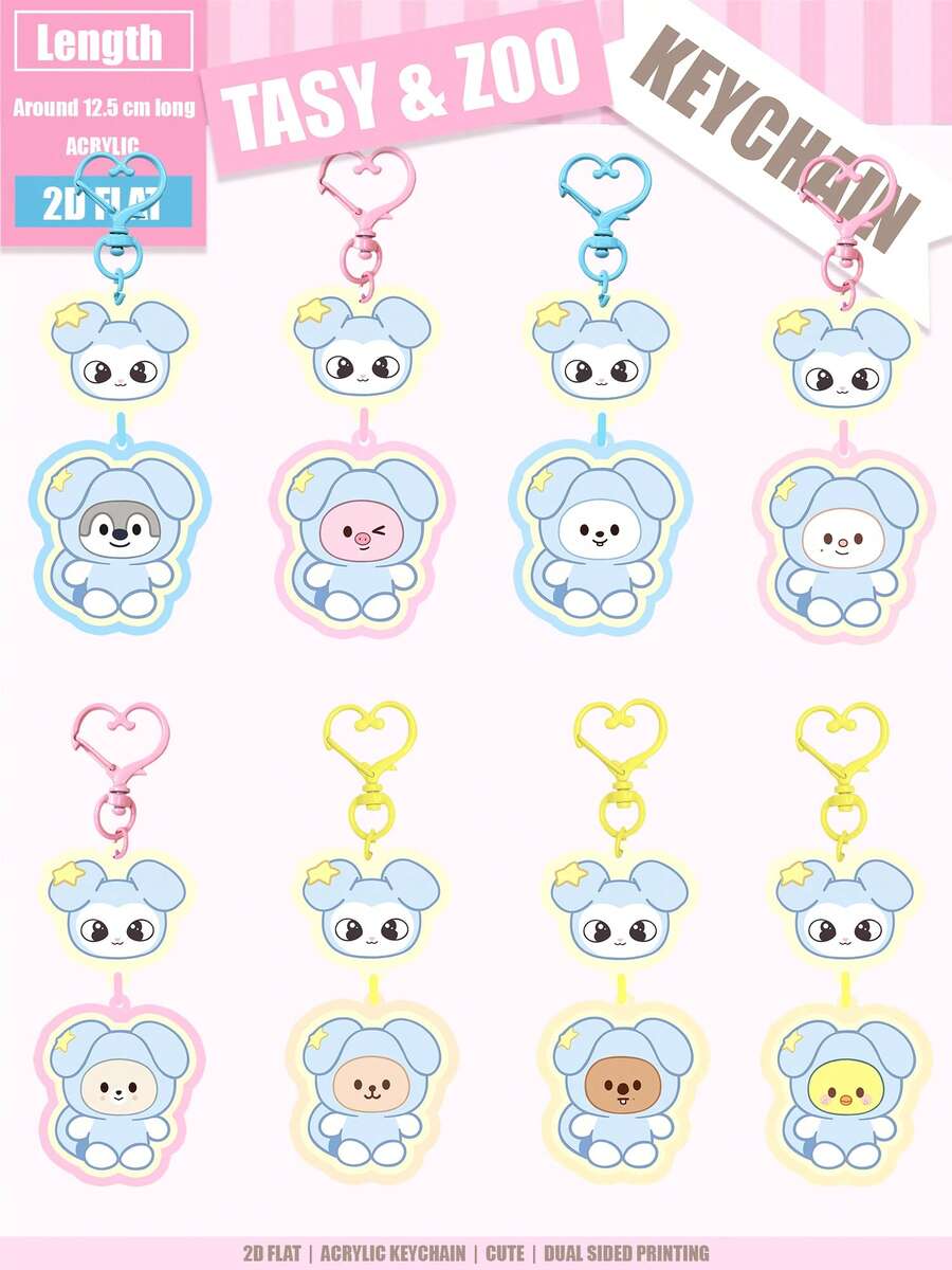 K-Pop Sk Keychain, Straykidd Keychain, IN, Know, Tasy Derivative Design, Acrylic Keychain, Cute Design, Bag Decoration/Car Key Decoration, Suitable For Family And Friends - Tasy Style - View 1