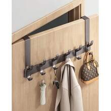 Over-The-Door Hook Heavy Duty Door Hanger Rack For Coats, Bathrobes, Hats, Clothes, Towels Bathroom Storage No-Drill Towel Rack Coat Rack - White - View 9