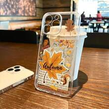 Autumn Squirrel Nut Maple Leaf Newspaper 15 14 Plus Transparent 13 Pro Max 12 Compatible With Apple 17 Pro Max 16 Pro 15 Pro 17 Pro 15 PM Premium Shockproof Protective Phone Case - Multicolor - View 3