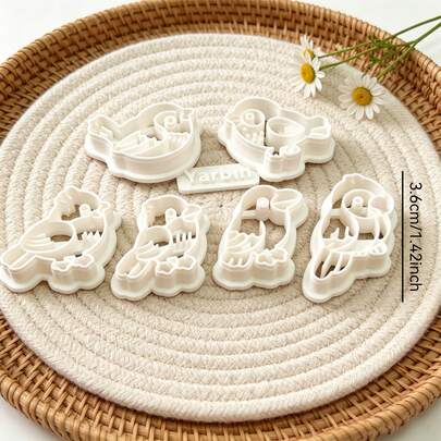 7Pcs Assorted Bird Shape Polymer Clay Cutters Set Parrot Sparrow Style Clay Molds DIY Handmade Earring Pendant Jewelry Craft Supplies