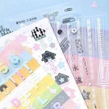 Buku Stiker Potong Bentuk Kawaii Korea, Set Stiker Dekorasi PET & Kertas untuk Jurnal, Scrapbook, Kolase DIY, dan Kerajinan Tangan - A - View 3