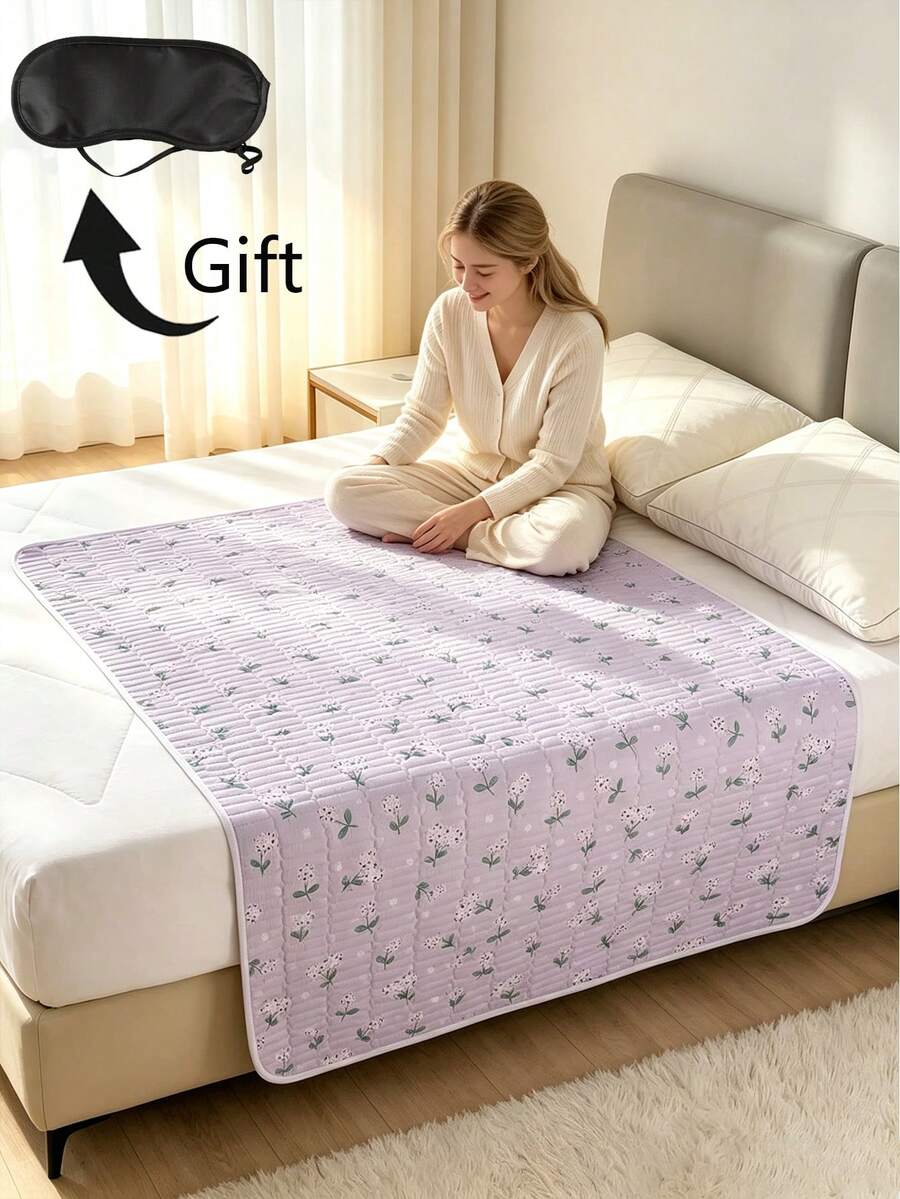 Purple Floral Pattern Waterproof Period Pads (Reusable, Leak-Proof), Waterproof Washable Mattress Protector, Suitable For Women's Menstruation, Urinary Incontinence And Bedwetting, Also Suitable For Adults And Elderly - Multicolor - View 1