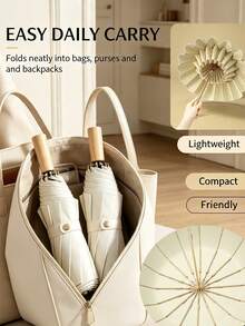 Dual-Color 16-Rib Folding Umbrella, Portable Windproof Umbrella, Lightweight Sunshade Umbrella, Outdoor Daily Travel And Travel Accessory - Multicolor - View 6