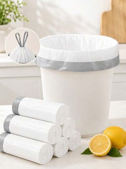 15/30/60pcs Small Drawstring Trash Bags, Disposable Garbage Bags, 17.7 X 17.7 Inch Trash Can Liners, Suitable For Bathroom, Kitchen, Bedroom, Office, Apartment, Travel, Dormitory