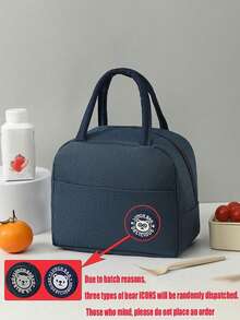 1 buah Tas Bekal Makan Siang Berinsulasi yang Dapat Digunakan Kembali dengan Label Beruang, Tas Bekal Portabel Kapasitas Besar, Desain Tahan Air, Cocok untuk Sekolah dan Kantor, Menjaga Makanan Tetap Segar dan Lezat, Kotak Bento, Tas Bekal, Piknik Dapur, Kembali ke Sekolah. - Hitam - View 8