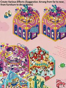 1 Set 3D Scene Building Stickers, Fun Stress Relief Children's Planner Stickers, House Series - Mini Version 12.0 Aquarium - View 1