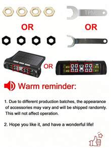 Solar Powered Tire Pressure Monitoring System, Wireless TPMS, Built-In 300mAh Rechargeable Battery, Real-Time Tire Pressure And Temperature Display, LCD Digital Display Screen, Includes 4 External Sensors, USB Charging Car Accessory, Gift For Men And Women - Solar - View 6