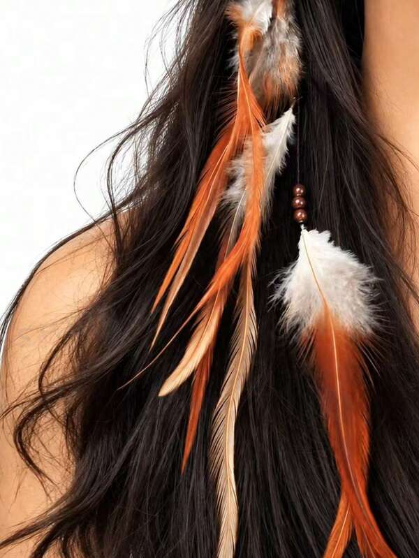 1pc Women's Bohemian Style Imitation Feather Headband Ladies Hair Accessories Headwear - Suitable For Halloween, Carnival, Masquerade, Mard
