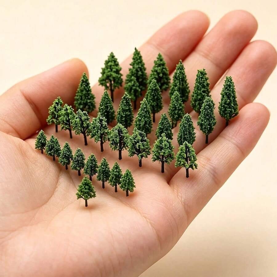 50 piezas de árboles en miniatura realistas para paisaje de tren a escala, árboles de arbustos de 2-6cm/0.79-2.36in, árboles de modelo 3D, mini árboles, adecuados para manualidades DIY, modelos arquitectónicos, modelos de árboles artificiales para juegos de , decoración del hogar - Multicolor - Ver 1