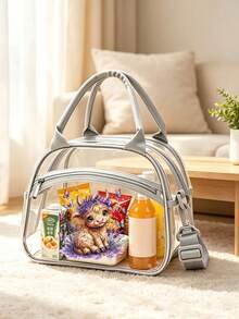 Portable Transparent Washable Bag Set, Premium PVC Material Lightweight Waterproof Easy To Clean, Large Capacity Compartments For Organized Storage Of Lunch Boxes, Cosmetics, Snacks, Fruits, Medicines And Beverage Bottles, Perfect For Commuters And Students, Multi-Functional Travel Storage Bag Suitable For All Seasons, Reusable To Reduce Disposable Waste, Transparent Design For Easy Item Retrieval, Ideal For Outdoor Picnics And Weekend Camping - Multicolor - View 4
