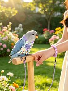 Colorful Polka Dot Parrot Flight Suit Leash Set With Wrist Strap + 50pcs Disposable Diaper Set, Adjustable Anti-Escape Bird Harness Leash, Multi-Color Portable Anti-Loss Outdoor Flight Rope, Suitable For Cockatiel, Budgie And Small To Medium Pet Parrots - Multi-color - View 5