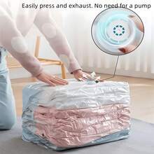 3pcs Vacuum Storage Bags, Press-To-Seal Space-Saving Compression Bags, Suitable For Clothes, Blankets, Travel, Moving, Emergency Storage, Back To School Season - View 2