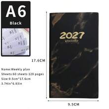 2027 English Weekly Planner A6 Notebook Portable Pocket Planner 365 Efficiency Handbook - Multicolor - View 6