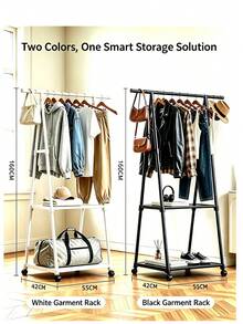 Wheeled Triangular Simple Clothes Rack, Freestanding Vertical Drying Rack, Home Storage Clothes Hanger Rack For Bedroom - Black - View 4