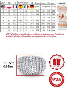 S925 Sterling Silver Multi-Layer Twisted Rope Design Full Zirconia Inlaid Wide Ring, Heavy Craftsmanship Luxury Elegant Banquet Versatile Women's Index Finger Ring, Jewelry Gift With Gift Box - Silver - View 2