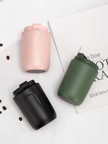 1 cốc cà phê mini bằng thép không gỉ cách nhiệt, cốc quà tặng thời trang, nhỏ gọn và di động, tay cầm thoải mái, mở/đóng một chạm, thiết yếu cho đường phố, văn phòng, cà phê, trà - Nhiều màu - Xem 2
