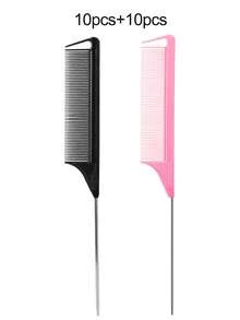 Professional Tail Comb Set, Includes Tail Comb, Parting Comb, Stainless Steel Tail Comb, Anti-Static Comb, Braiding Comb, Fine Tooth Tail Comb, Highlight Comb, Multi-Functional, Suitable For Normal Hair, Candy Colored Hair, Ideal For Bridal Hairstyles, Hair Salons, Salons And Home Use. - Multicolor - View 19
