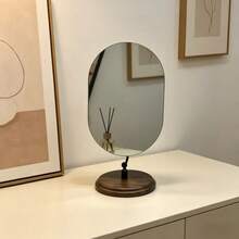 1pc Vintage Cloud Shaped Makeup Mirror, Wooden Base Adjustable Desktop Vanity Mirror For Bedroom Atmosphere - Multicolor - View 4