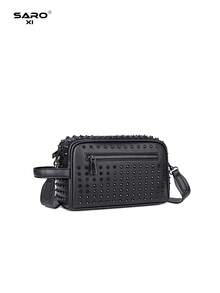saroxi Men's Crossbody Bag With Side Pocket, Shoulder Bag, Small Item Pouch, Multi-Functional, Phone Bag, Rivet Decor, Techwear Accessory, Gift For Boyfriend - Multicolor - View 7