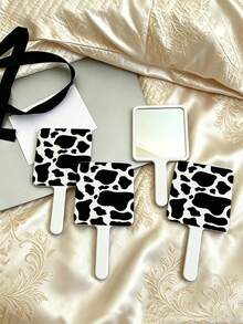 1pc Cow-Shaped Makeup Mirror, Square High-Definition Makeup Mirror With Handle, Portable Vanity Mirror, Suitable For Daily Makeup And Travel Use - Multicolor - View 6