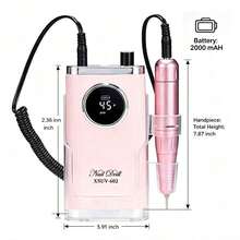 LUYAO Electric Nail Drill File Professional 45000 RPM, Rechargeable Electric Nail File Machine Kit For Acrylic Gel Nails Polishing Removing, Portable Cordless Efile With Gold Bits At Salon Home - Pink - View 10