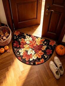 1pc Black Maple Leaf Doormat, Welcome Mat, Carpet, Floor Mat, Universal Doormat, Bedroom Carpet, Area Rug - Multicolor - View 3