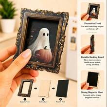 1pc Mini Photo Frame Style Refrigerator Magnet, Fun Pumpkin Ghost Pattern, Great Decorative Prop, Holiday Gift - A - View 10