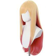 Blonde Pink Gradient Long Straight Cosplay Wig, My Dress‑Up Darling Marin Kitagawa Synthetic Heat Resistant Anime Wig With Bangs For Halloween Cosplay Costume Party - Gold Glitter Ombre - View 3