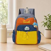 Personalized Color Block Backpack, Fashion Casual Daypack With Front Pocket, Lightweight Outdoor Sports Rucksack, Zipper Backpack For School, Hiking - Multicolor - View 14
