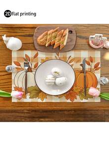 1/4/6pcs,Autumn Pumpkin Style Placemats,Non-Slip Square Style Table Mats,Washable,Kitchen Mats,Coffee Table Mats,Heat-Resistant Mats,Suitable For Weddings,Parties,Dining And Home Decor - Multicolor - View 6