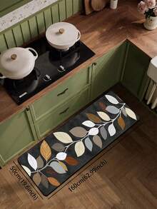 1pc American Vintage Black Background Autumn Leaf Diatom Mud Kitchen Mat, Sponge Cushioning Pressure Relief, Rubber Bottom Dirt-Resistant Easy To Clean, Kitchen Bathroom Entryway Laundry Room Decorative Floor Mat - View 16