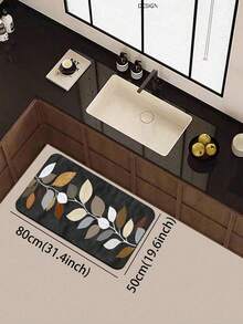 1pc American Vintage Black Background Autumn Leaf Diatom Mud Kitchen Mat, Sponge Cushioning Pressure Relief, Rubber Bottom Dirt-Resistant Easy To Clean, Kitchen Bathroom Entryway Laundry Room Decorative Floor Mat - View 13