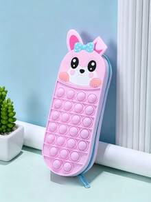 Rabbit Shaped Pencil Case, Pressable Bubble Silicone Pencil Case With Zipper, Large Capacity School Stationery Bag, Suitable For Classroom Pens And Small Stationery, Perfect For Student Back To School Stationery Storage, Gift For Deskmates And Friends - Single Piece - View 7